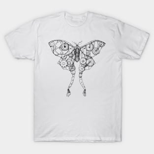 Steampunk Luna Moth (Black Lineart) T-Shirt